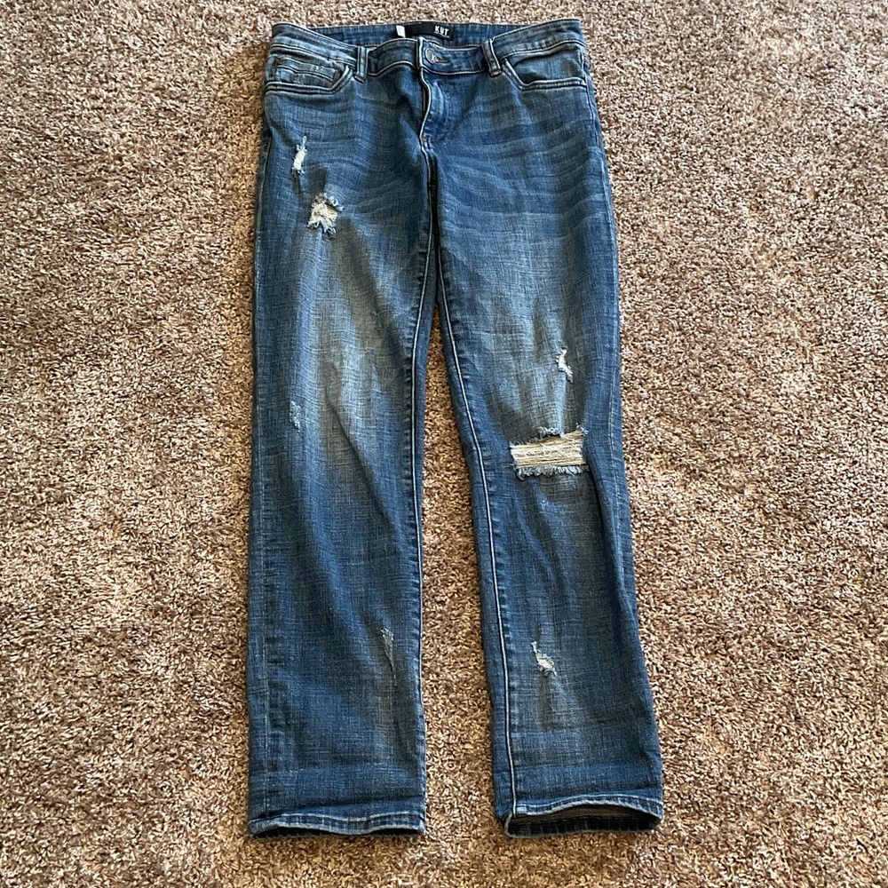 Kut from the Kloth Straight Leg Jeans - Distressed Blue, Size 6